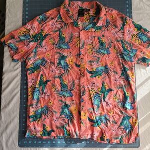 Disney Stitch Hawaiian Vibrant Tropical Print Shirt Button Surf XXL
